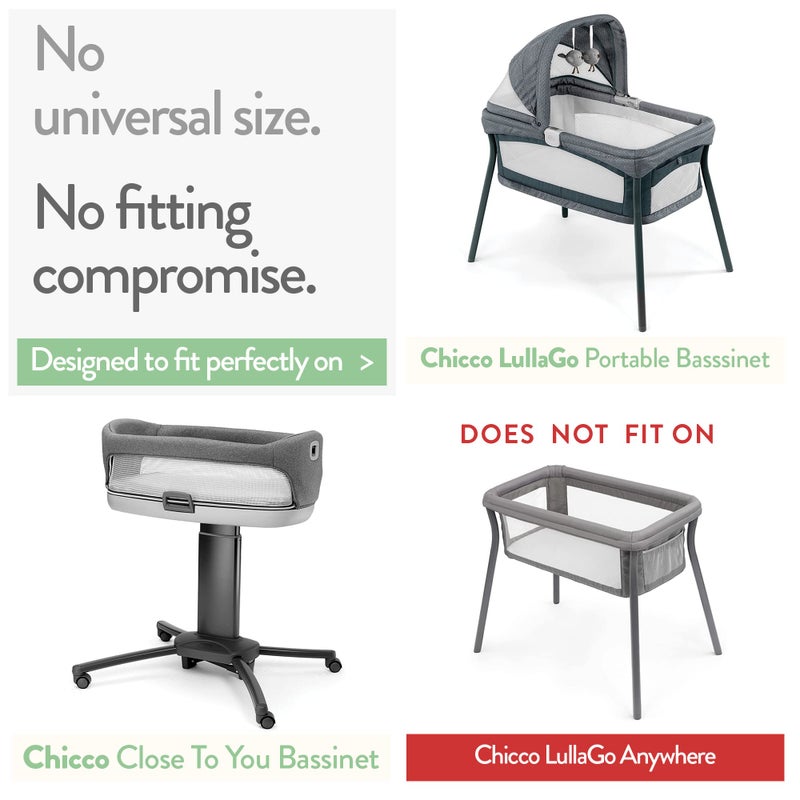 Joey + Joan Bassinet Fitted Sheets Compatible with Chicco Lullago Bassinet and Chicco Close to You 3-in-1 Bedside Sleeper â€“ Snuggly Soft Jersey Cotton â€“ Fits Perfectly on 19 x 32 Mattress Pad â€“ Grey - Image 2